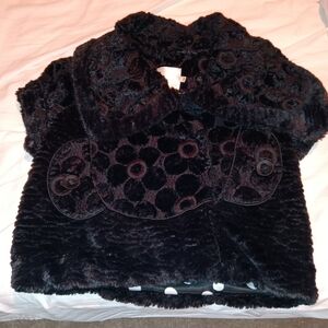 McGinn Knightsbridge Vintage Black Cropped Faux Fur Short Sleeve Jacket Coat